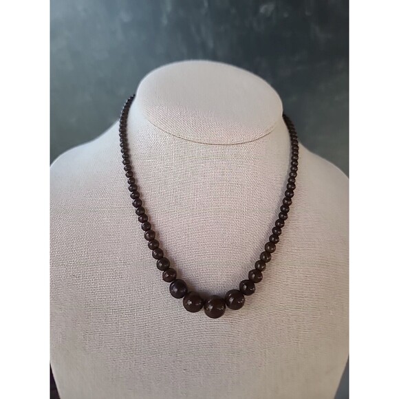 Brown Beaded Necklace Vintage, READ USED Fair Condition - Picture 3 of 10